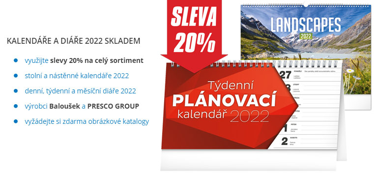 Kalendáře a diáře 2022 se slevou 20%